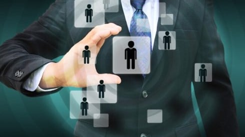 Businessman choosing person