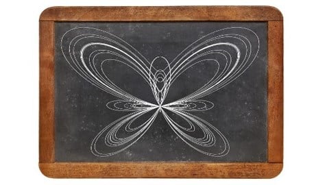 Butterfly curve lines drawn on a blackboard