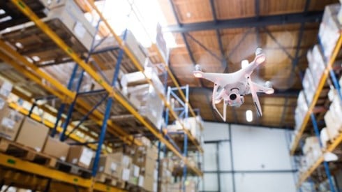 Drone Flying in Warehouse