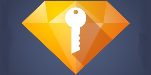 White key on orange 3-d diamond