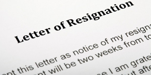 Letter of resignation giving two weeks notice