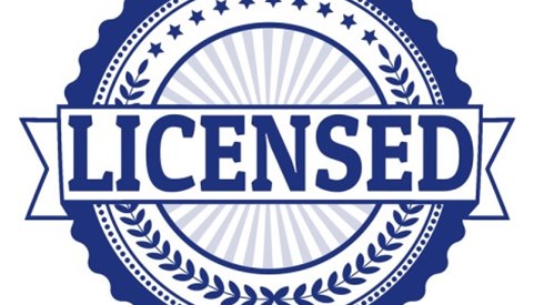A Blue Seal with a ribbon across and the word License