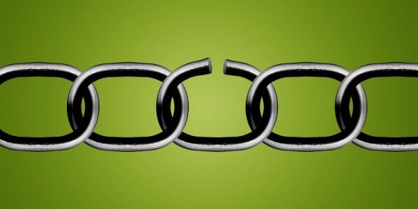 In a chain of five links in a chain the third or middle link is broken at the top