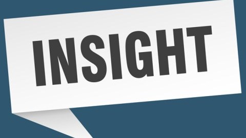 White speech bubble with the word insight in black letters on dark blue background