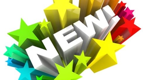 The word NEW with multicolored stars