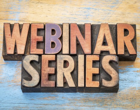 Webinar Series spelled out in multicolored letterpress