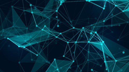 Abstract blue And black connected dots