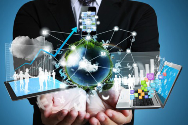 Man holding several 3D technological charts