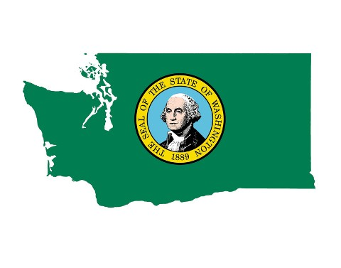 Washington State Seal With George Washington On Green State Map