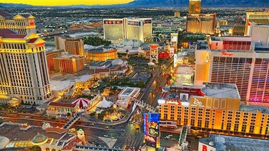 The Las Vegas strip in the evening