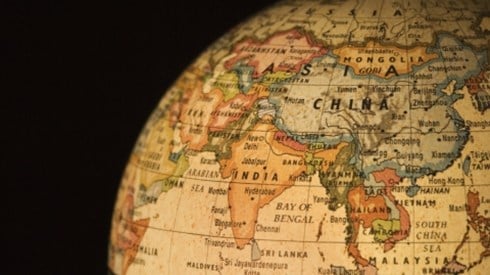 A quarter of a globe showing the Asia Pacific countries