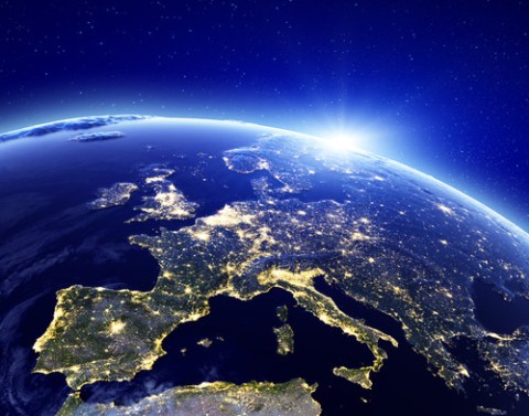 Europe Continent On Blue Globe