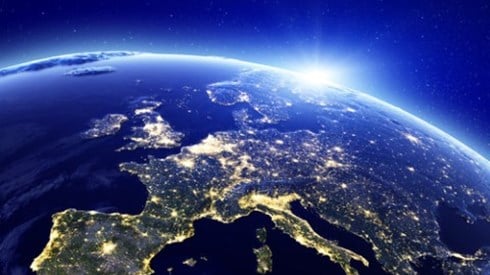 Europe Continent On Blue Globe
