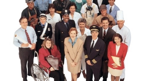 Diverse group of American workers