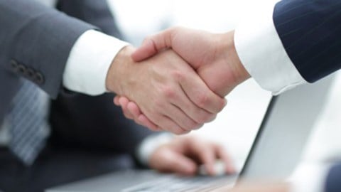 Two business people shaking hands