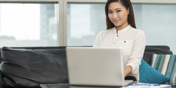 Young Woman Working from Home