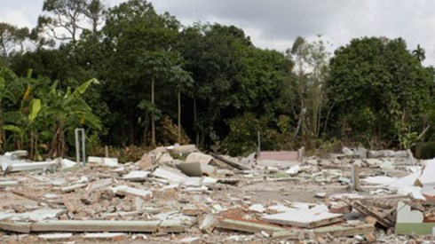House destroyed by storm turned into a pile of rubble