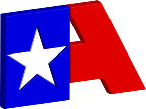 ACIG logo made from thick capital letter A with the left side in blue with a white star and a red right slant and crossbar