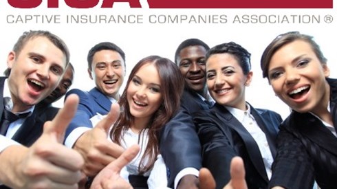 A diverse group of smiling young business professionals giving thumbs up under the CICA logo