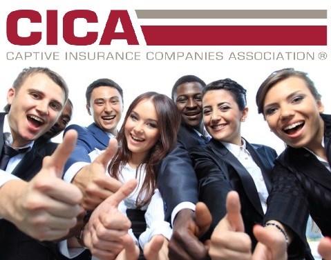 A diverse group of smiling young business professionals giving thumbs up under the CICA logo