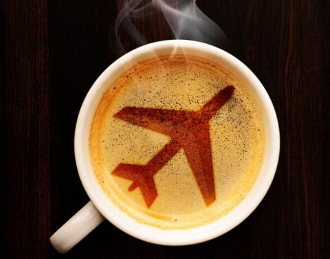 Coffee with airplane design in foam