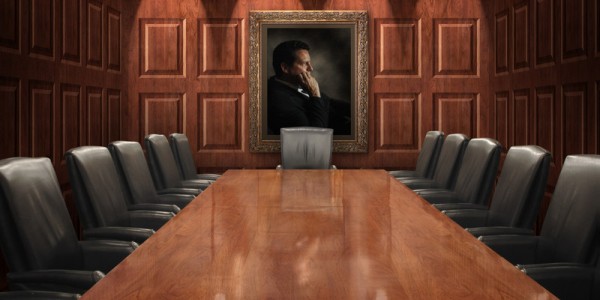 Empty board room table