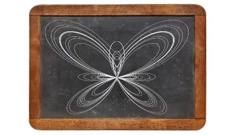 Butterfly curve lines drawn on a blackboard