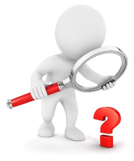 Cartoon Figure Holding Magnifying Glass Looking At Question Mark