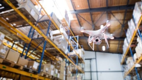 Drone Flying in Warehouse