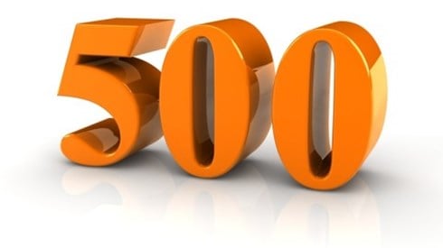The number 500 in orange ceramic figures