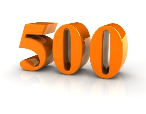 The number 500 in orange ceramic figures
