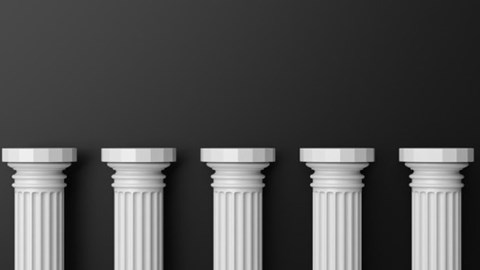 Five white pillars