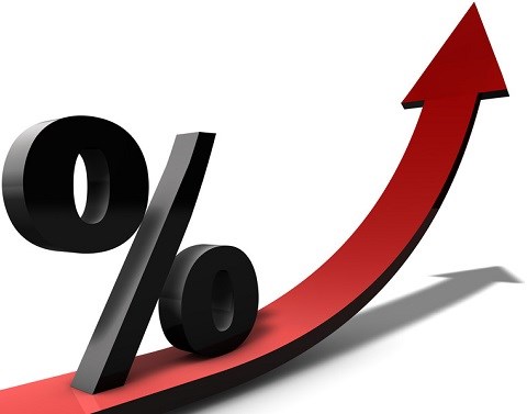 A red arrow with a percent sign curving upward