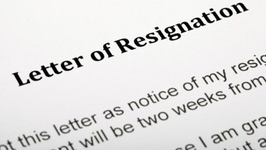 Letter of resignation giving two weeks notice
