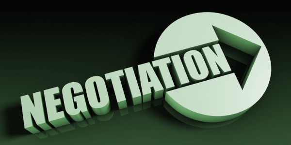 An arrow followed by the word NEGOTIATION breaks through and enters a solid circle.