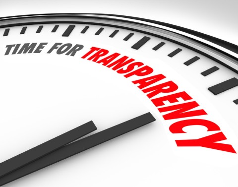 Time for Transparency written on a clockface
