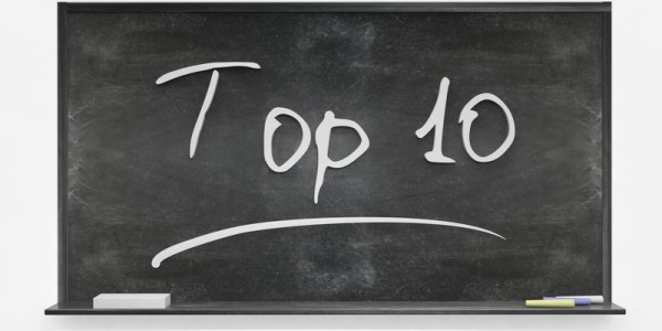 Black chalkboard with Top 10 written and underlined