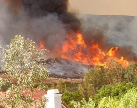 California Wildfire Approaching Houses