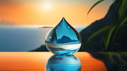 Water droplet on a tropical background