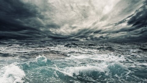 Ocean storm with turbulent water and sky