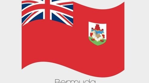 Bermuda flag with the word Bermuda below it on a white background