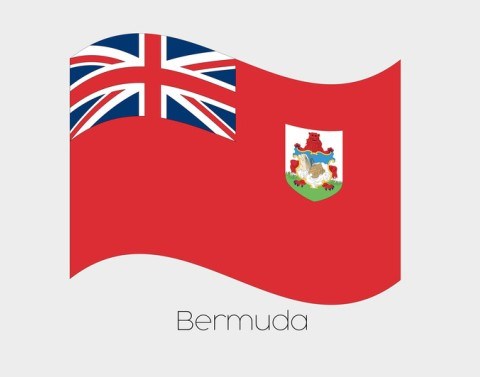 Bermuda flag with the word Bermuda below it on a white background