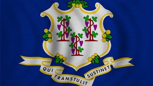 The Connecticut flag has a shield with 3 grapevines and a banner in Latin that is translated as He who transplanted sustains
