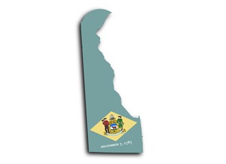Shape of the State of Delaware colored in its flag