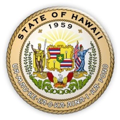The Hawaii state seal has the state motto and in an inner circle has 1959 above a sun with 2 bearers holding the state shield