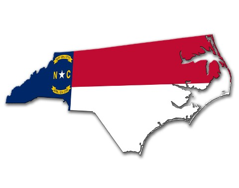 North Carolina Flag On Shape Of State