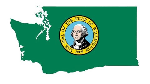 Washington State Seal With George Washington On Green State Map