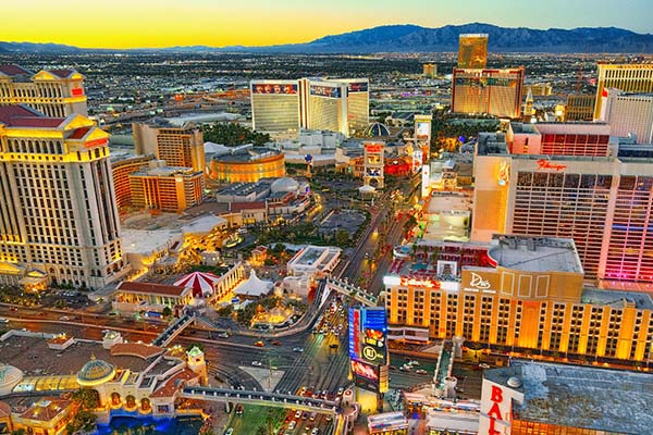 The Las Vegas strip in the evening