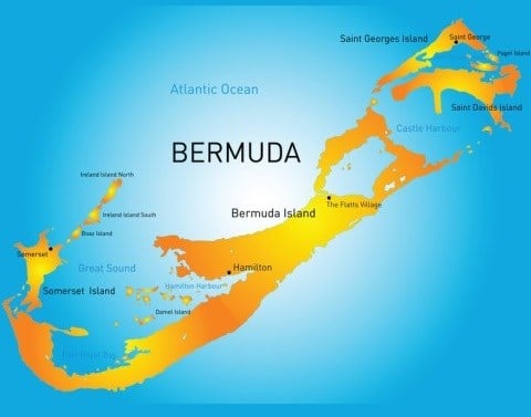 A map of the island of Bermuda