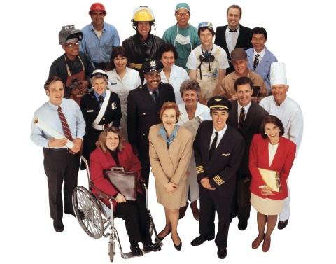 Diverse group of American workers 